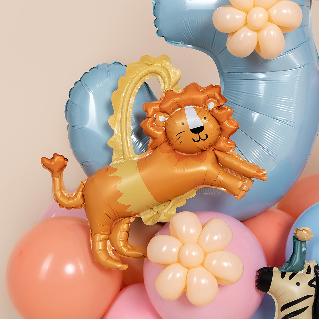 Шар с клапаном (15''/38 см) Мини-фигура, Цирк, Смелый лев, 5 шт. в уп.