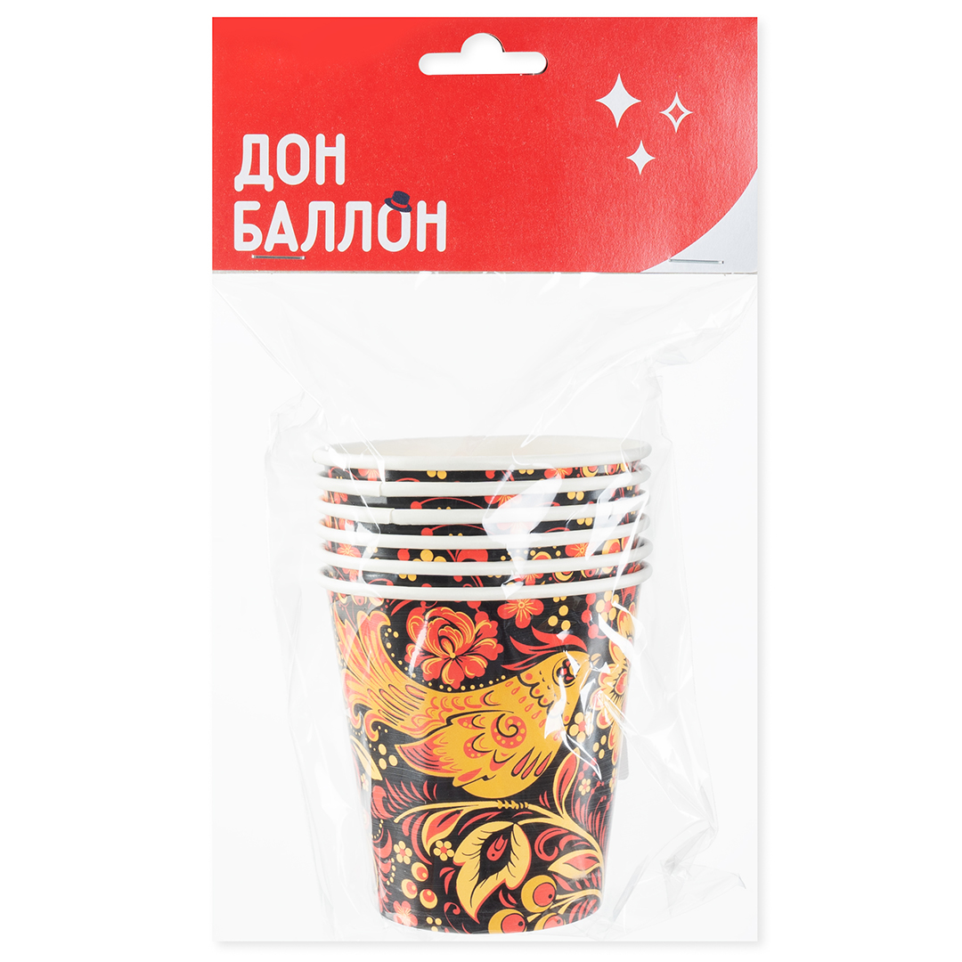 Стаканы (250 мл) Хохлома, 6 шт.