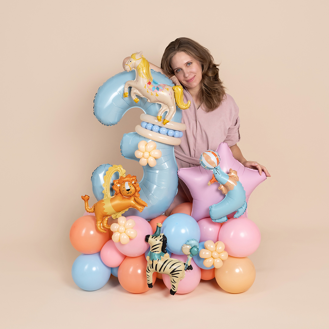 Шар с клапаном (17''/43 см) Мини-фигура, Цирк, Веселый тюлень, 5 шт. в уп.