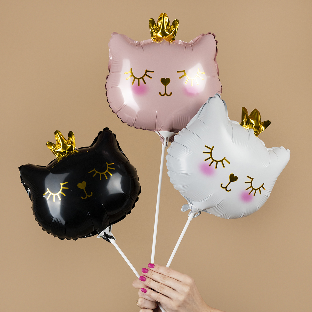 Шар с клапаном (11''/28 см) Мини-фигура, Котенок Принцесса, Белый, 5 шт. в уп. (цв.этик.)